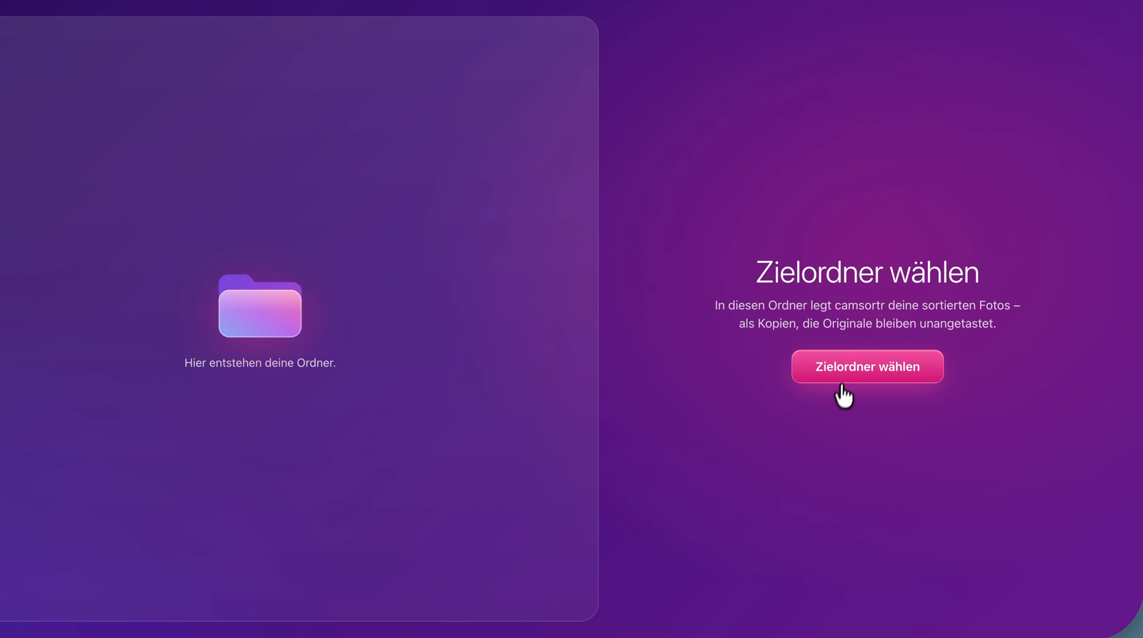sortless: Zielordner wählen