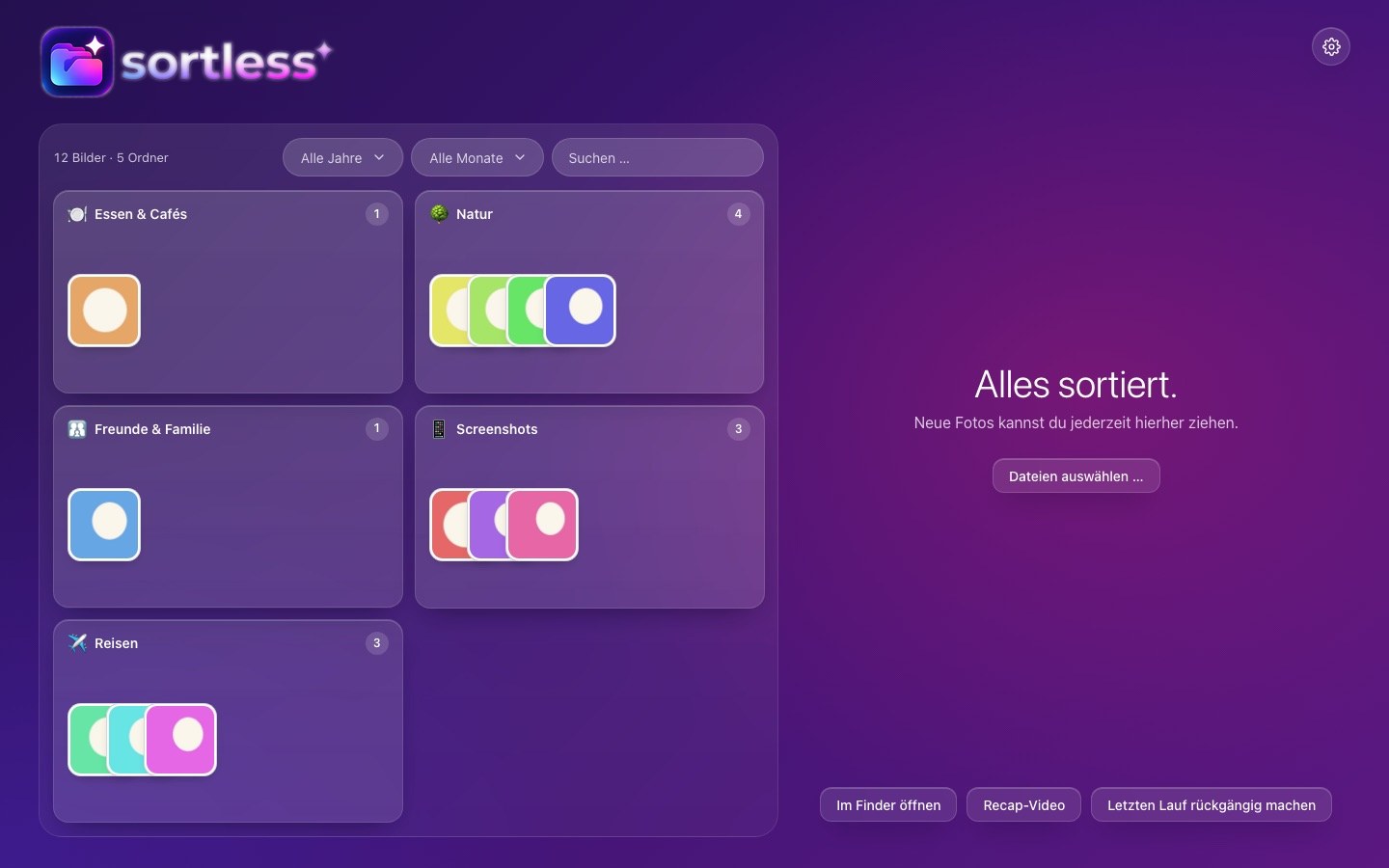 Sortierte Ordner in sortless